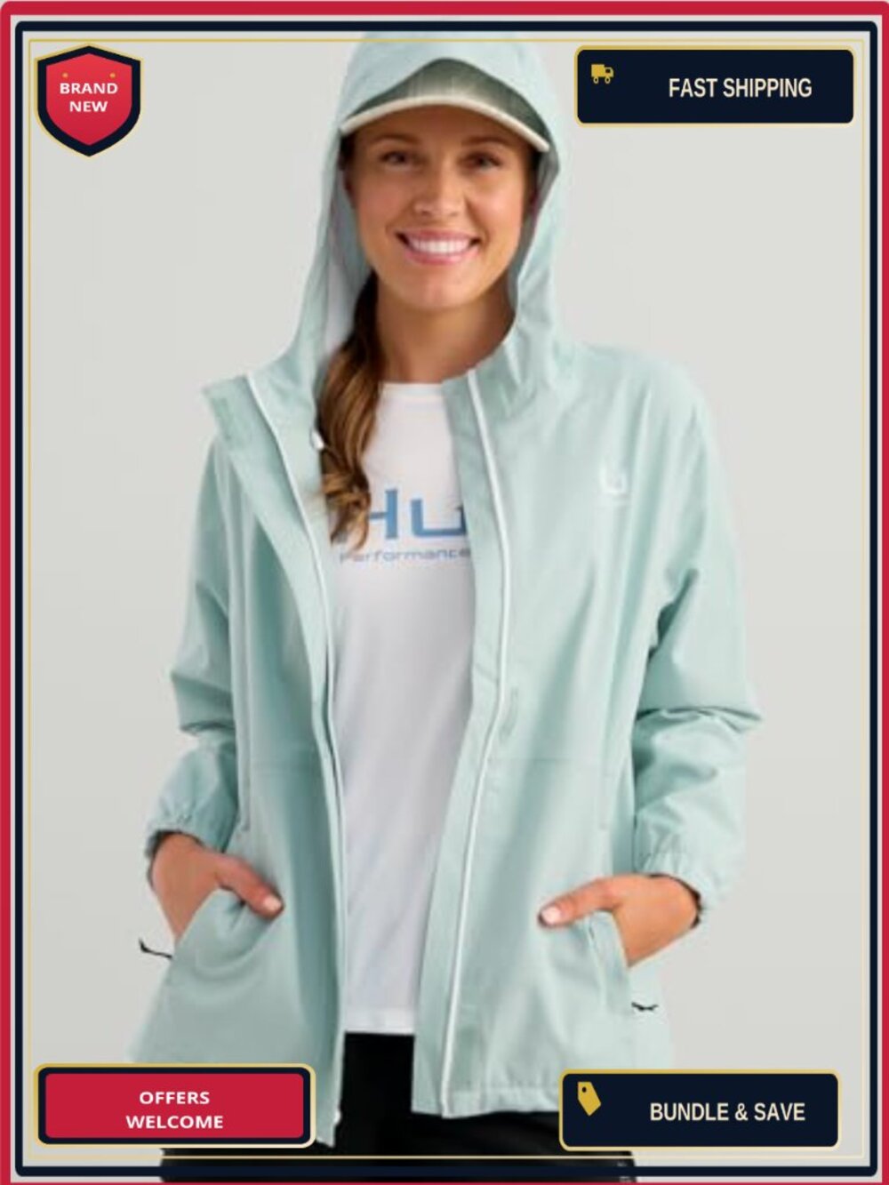 Waterproof Windproof Breathable Rain Coat Jacket with Hood - Picture 5 of 6